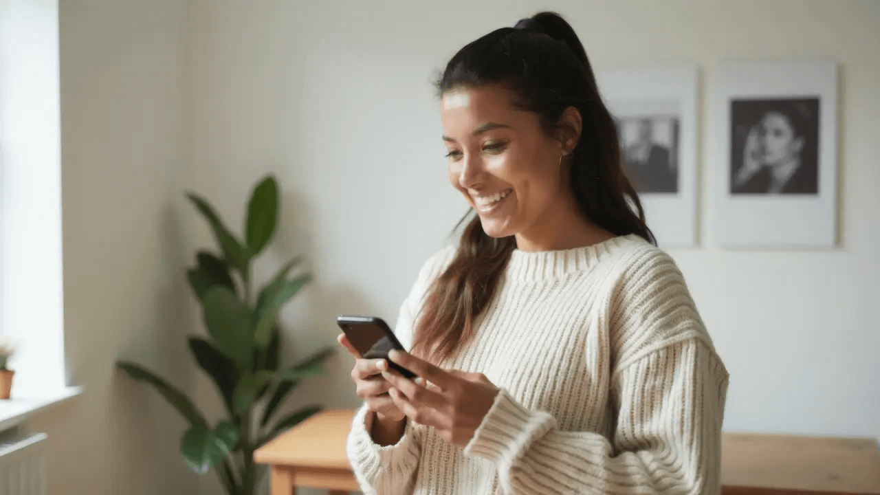Mulher mexendo em aplicativos para editar fotos de semijoias