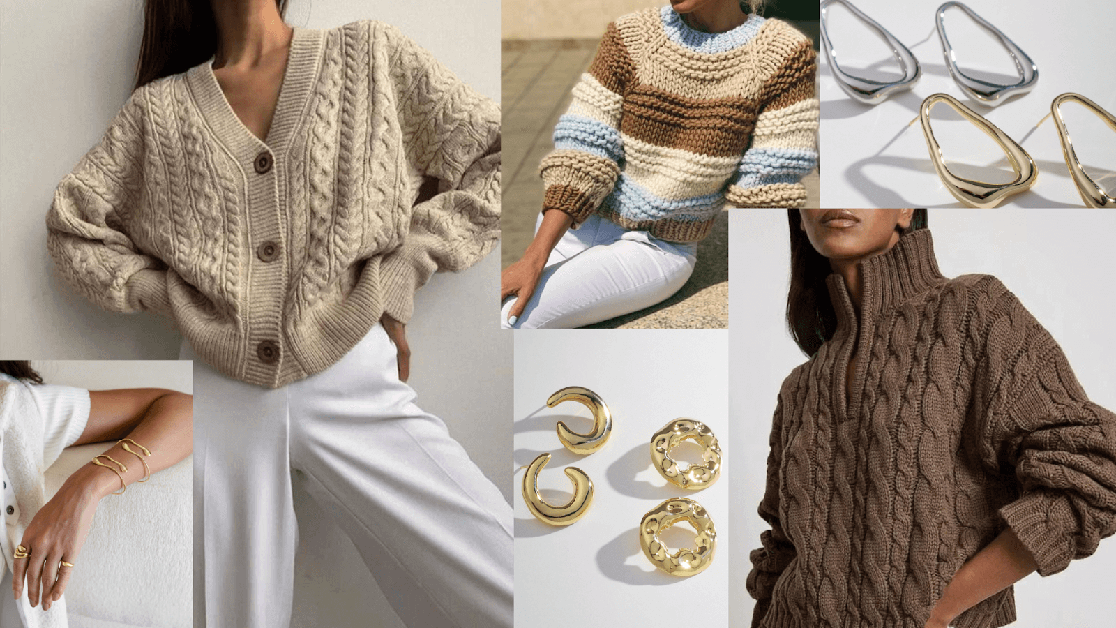 Diversas semijoias em looks invernais