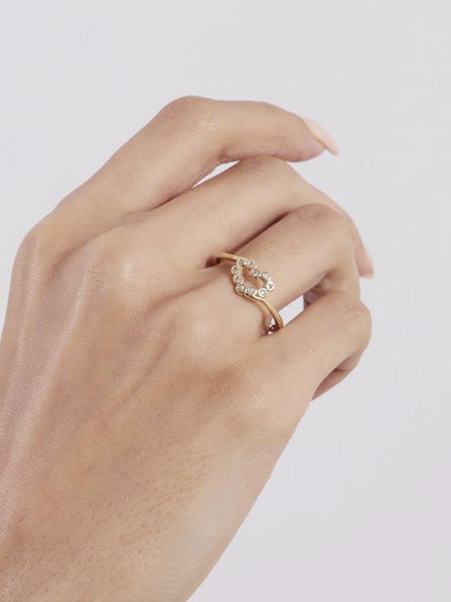 Anel Coração De Pontos De Luz | Banhado a Ouro