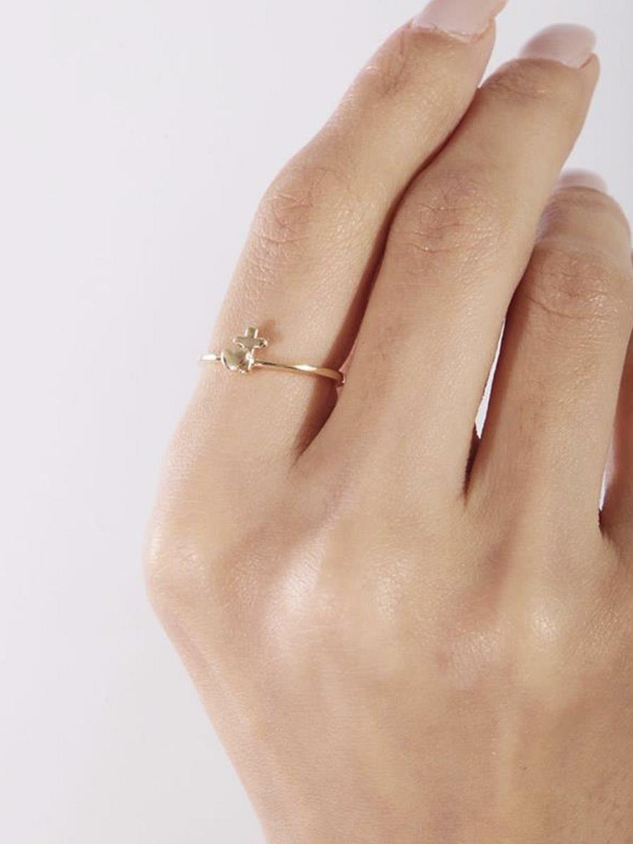 Anel Cruz e Coração Liso 