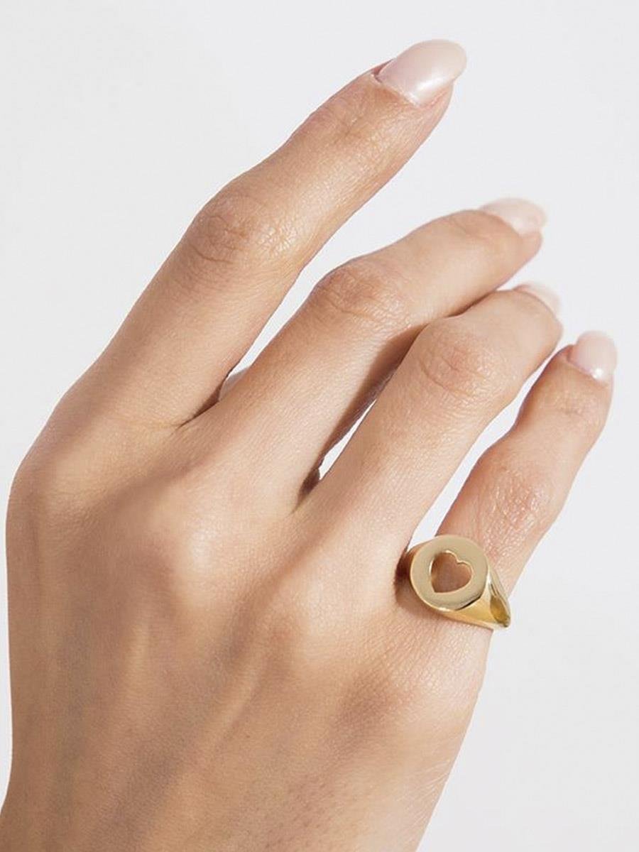 Anel Coração Vazado | Banhado a Ouro