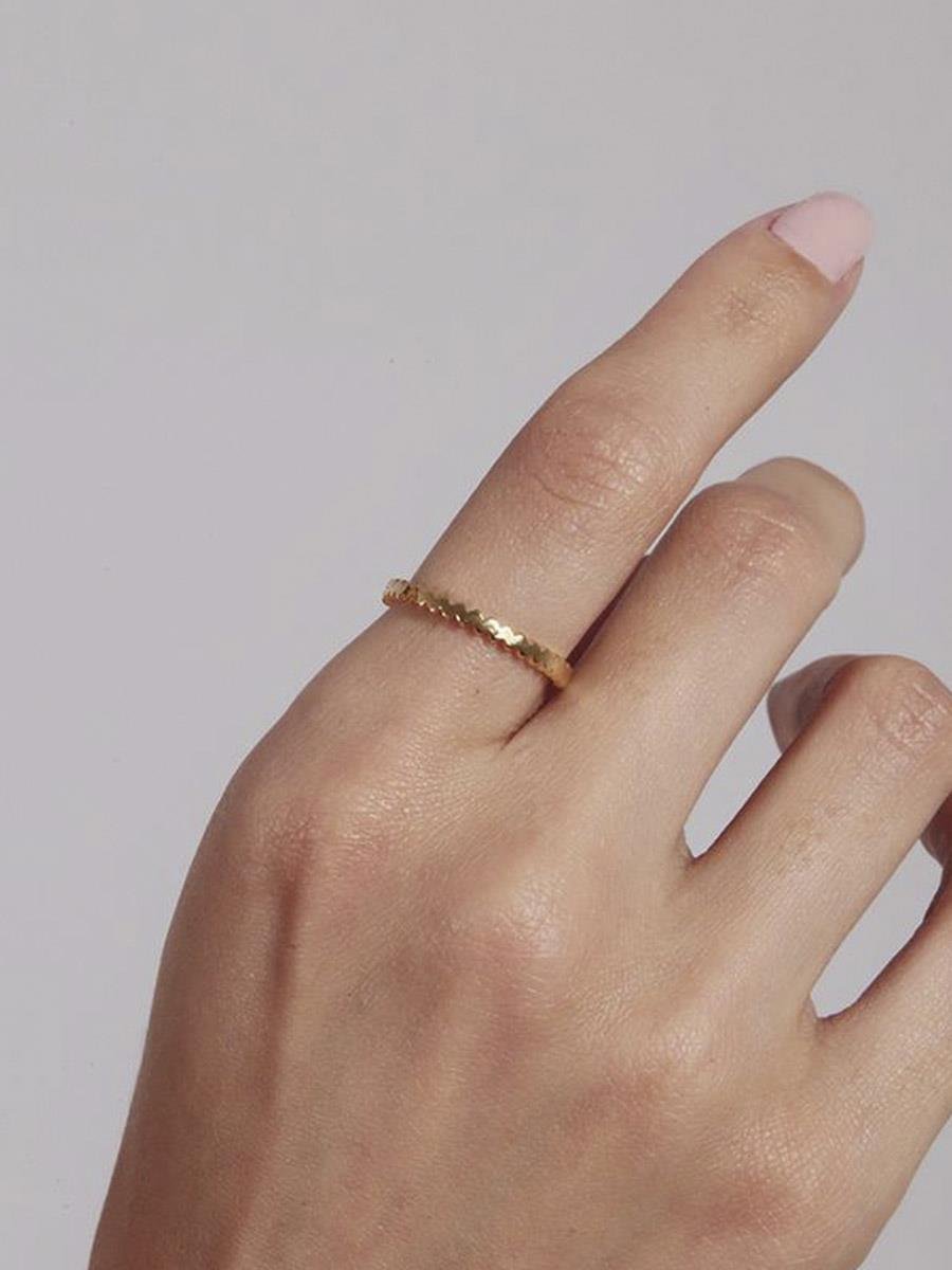 Anel Liso Com Coração | Banhado a Ouro