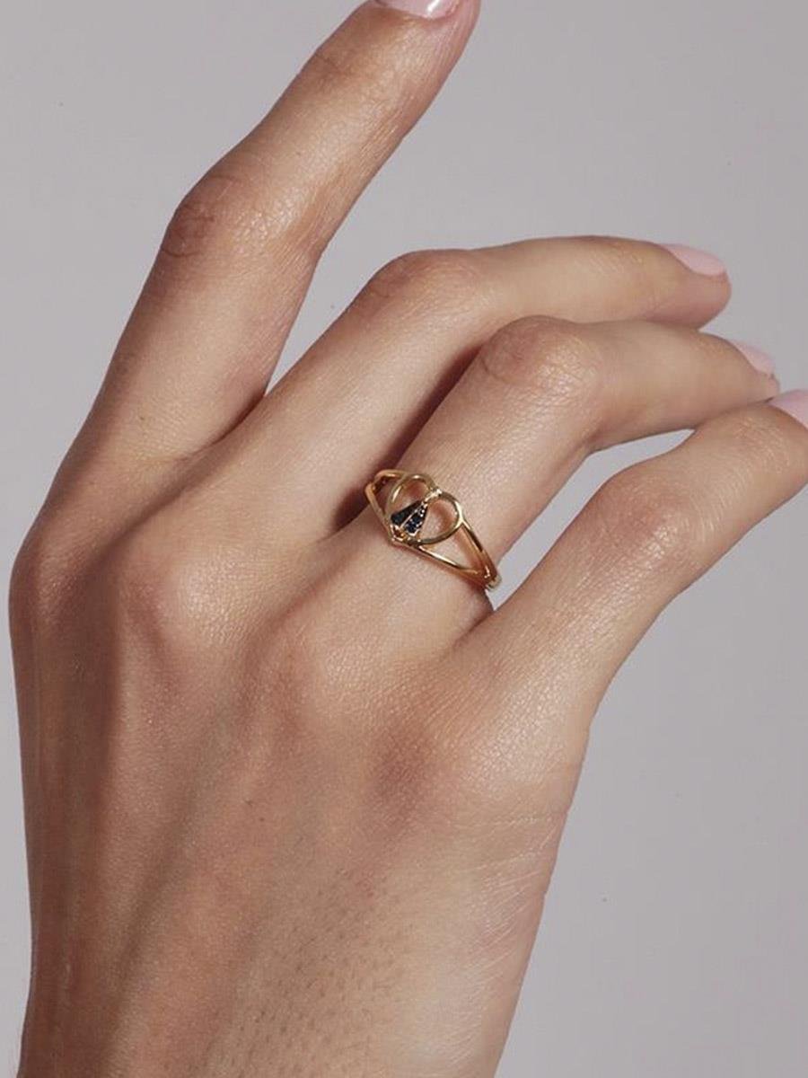 Anel Coração com Nossa Senhora M | Banhado a Ouro