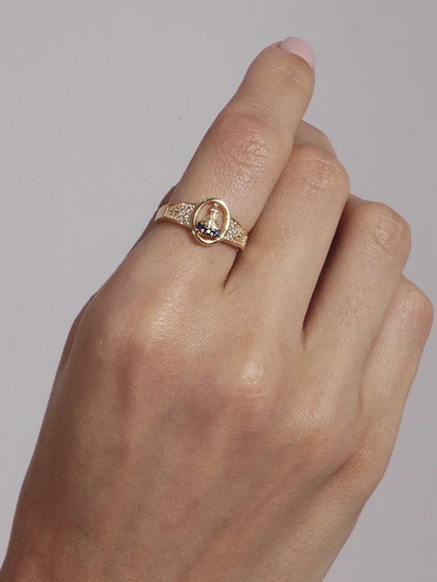 Anel Cravejado com Nossa Senhora | Banhado a Ouro