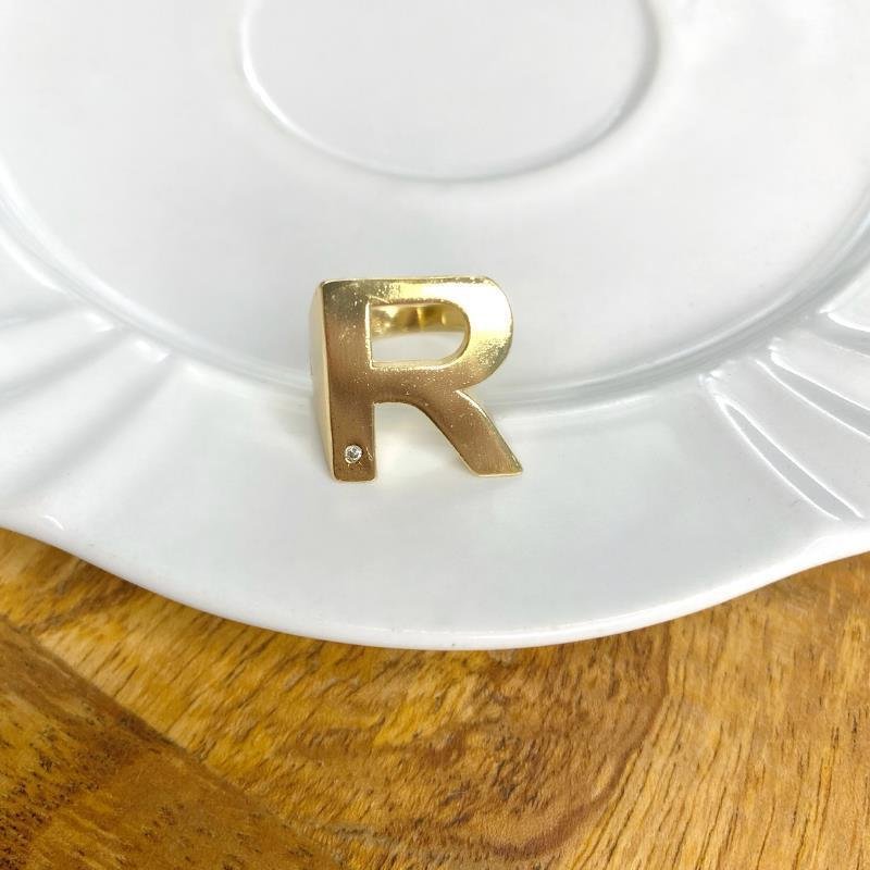 Anel De Letra R | Banhado a Ouro