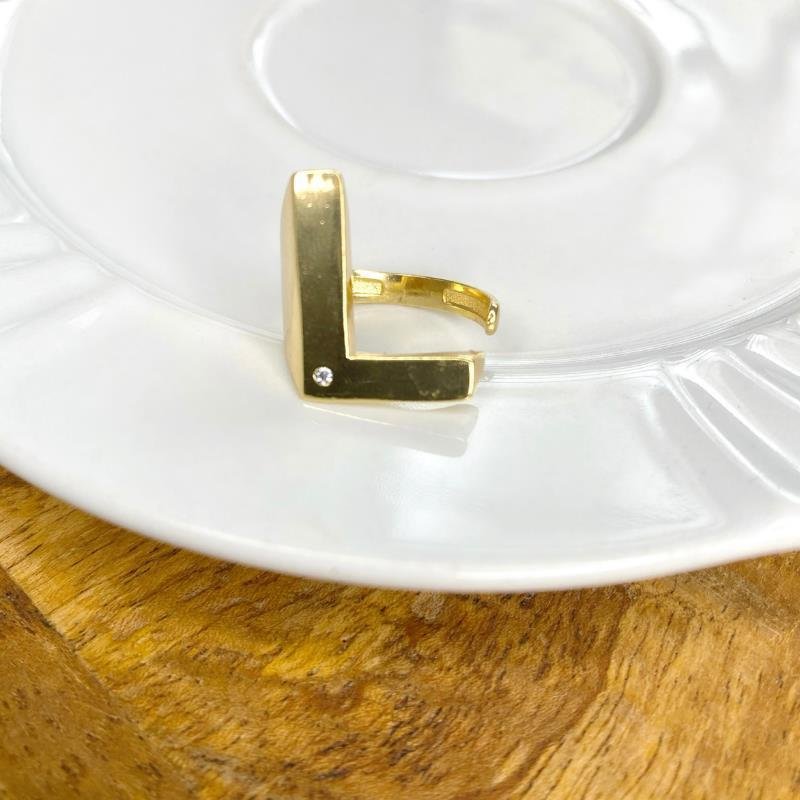 Anel De Letra L | Banhado a Ouro