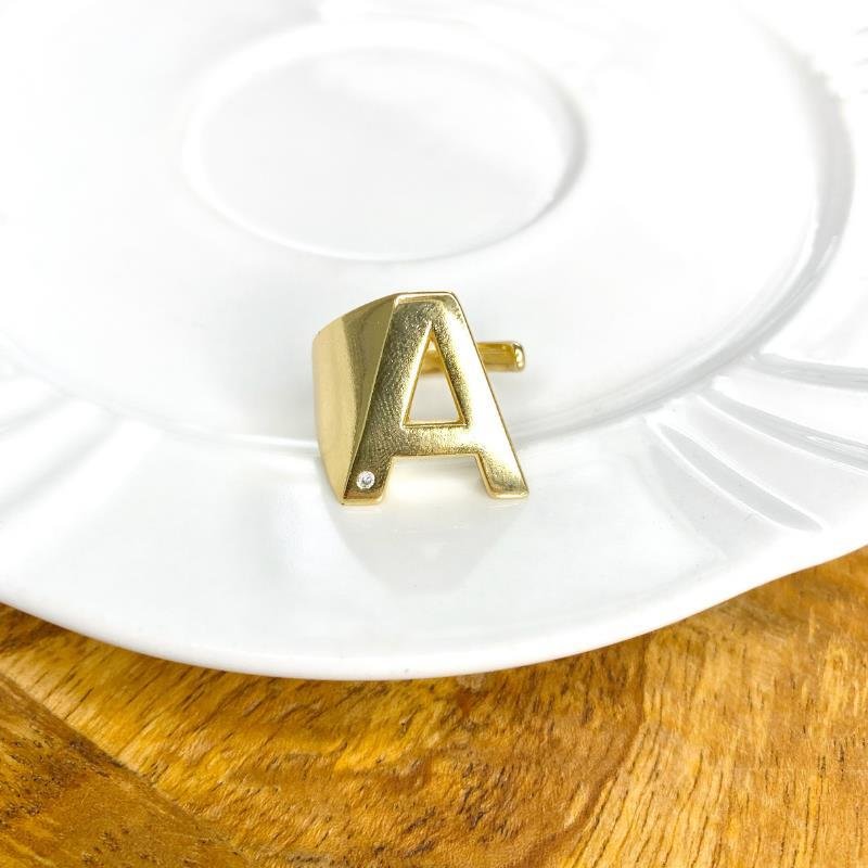 Anel de Letra A | Banhado a Ouro