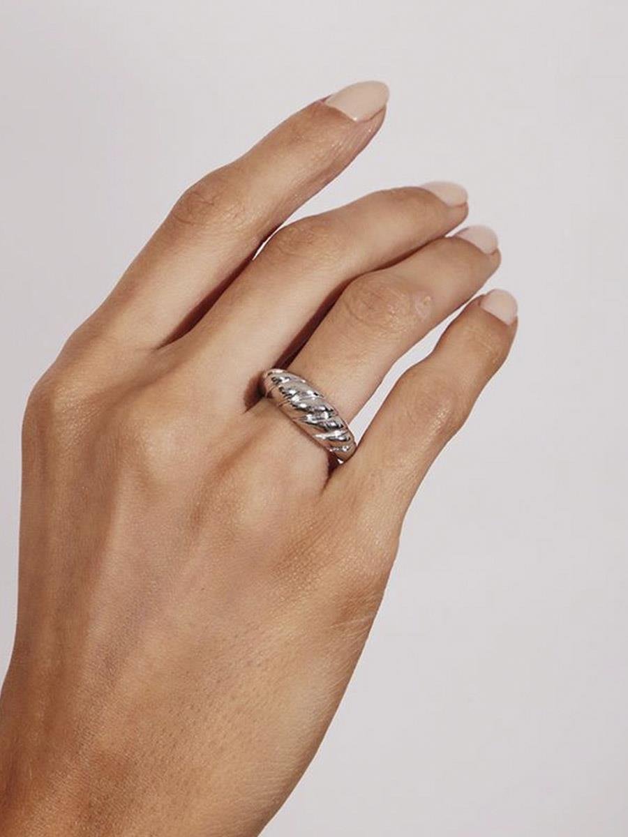 Anel Croissant | Banhado a Ródio Branco