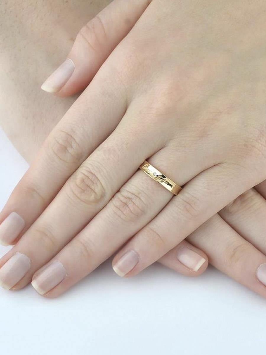 Anel Dourado 'Love You' | Banhado a Ouro