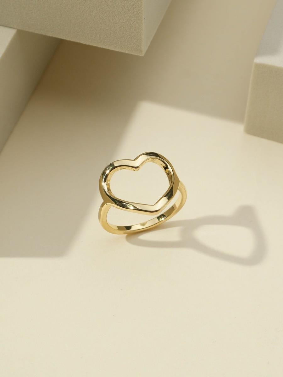 Anel Coração Vazado Dourado | Banhado a Ouro