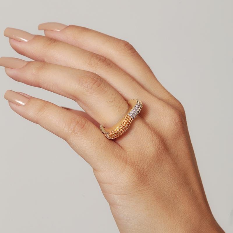 Anel De Coração Cravejado Colorido | Banhado a Ouro