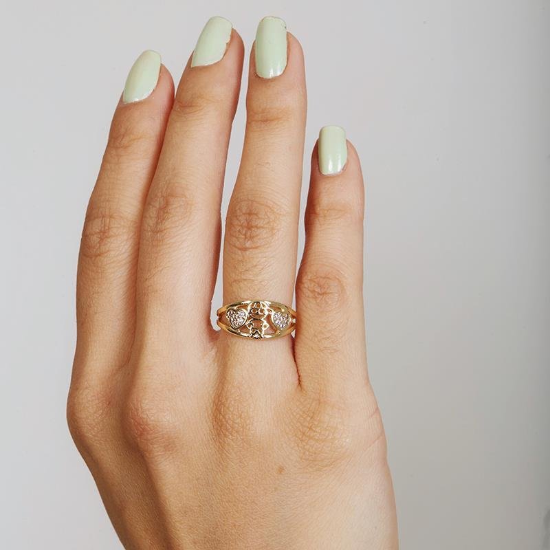 Anel De Menino Com Corações | Banhado a Ouro