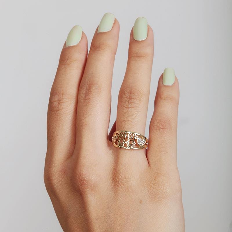 Anel Dois Meninos Com Corações | Banhado a Ouro