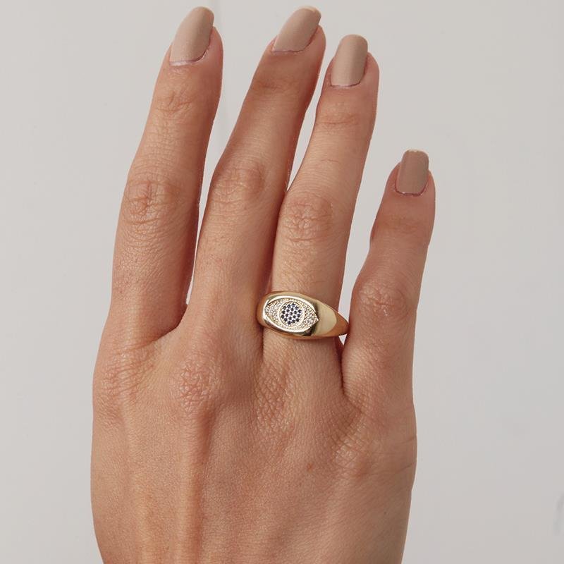 Anel Com Olho Grego | Banhado a Ouro