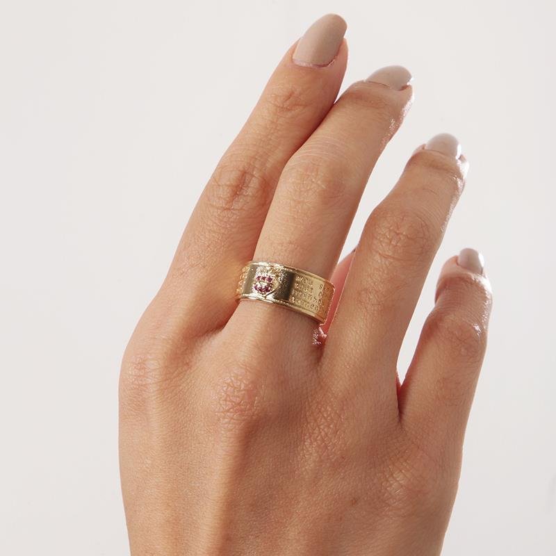 Anel Sagrado Coração De Jesus | Banhado a Ouro