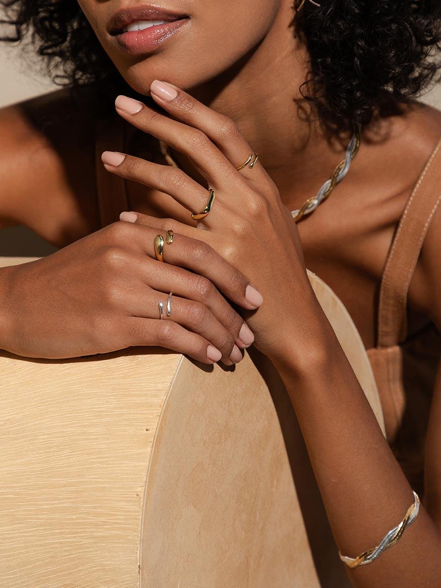 Anel Quadrado | Banhado a Ouro 