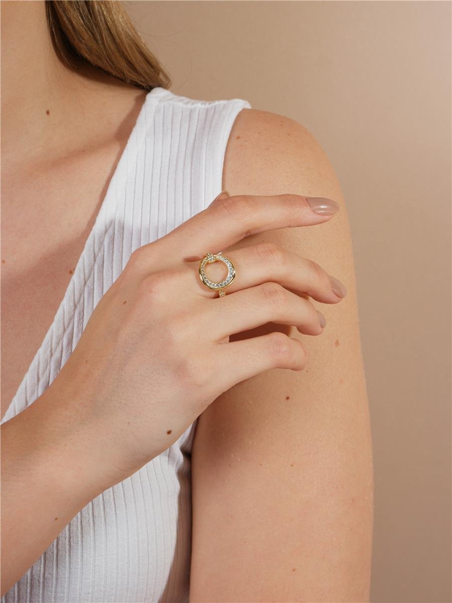 Anel Circulo Vazado Cravejado | Banhado a Ouro