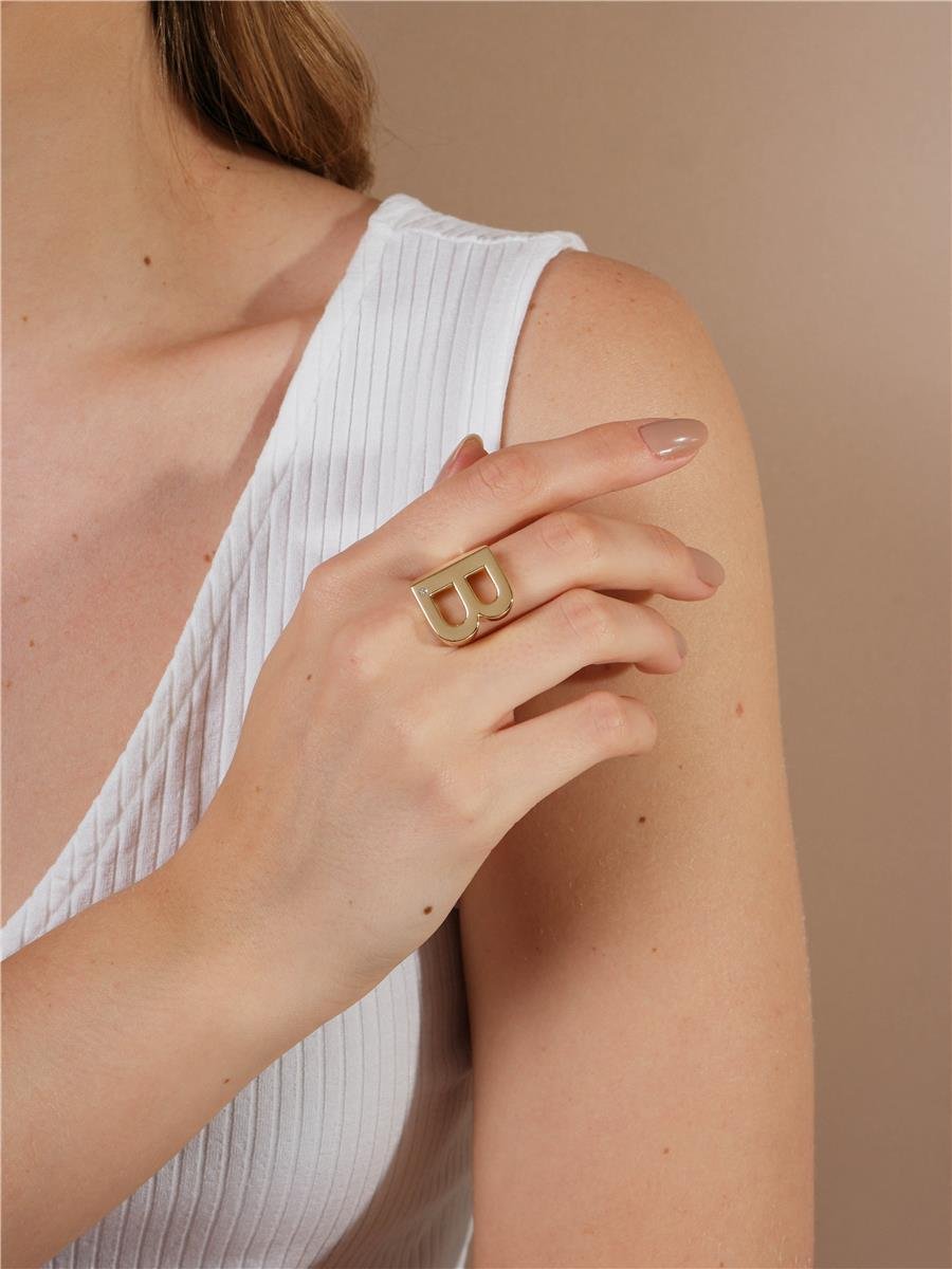 Anel De Letra B | Banhado a Ouro