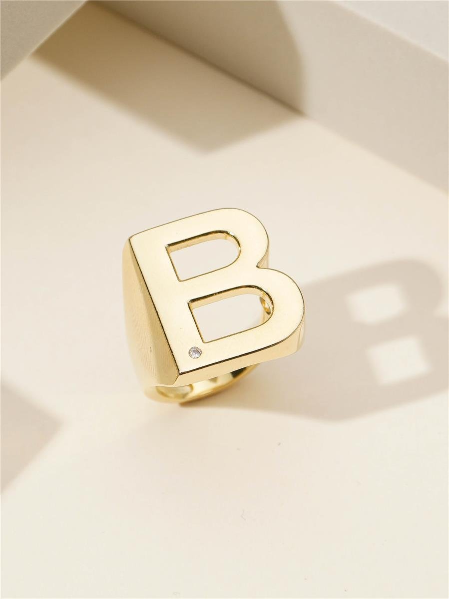 Anel De Letra B | Banhado a Ouro