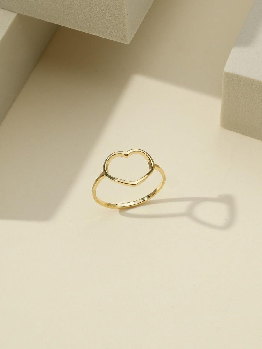 Anel Coração Vazado | Banhado a Ouro