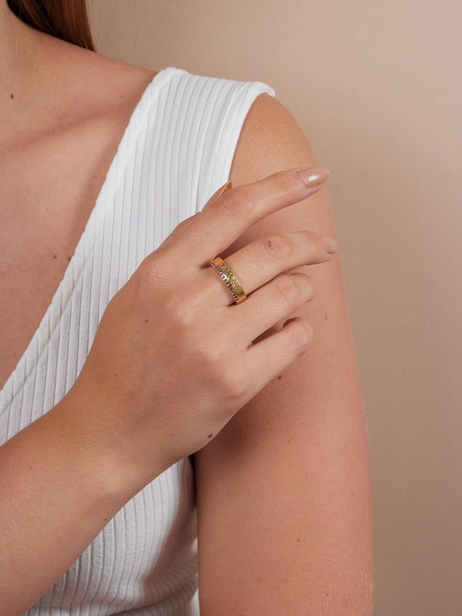 Anel 'Amor' Rosa Rubi | Banhado a Ouro