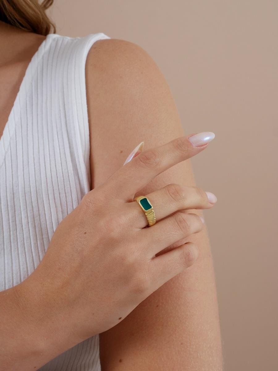 Anel Verde Resinado | Regulável 