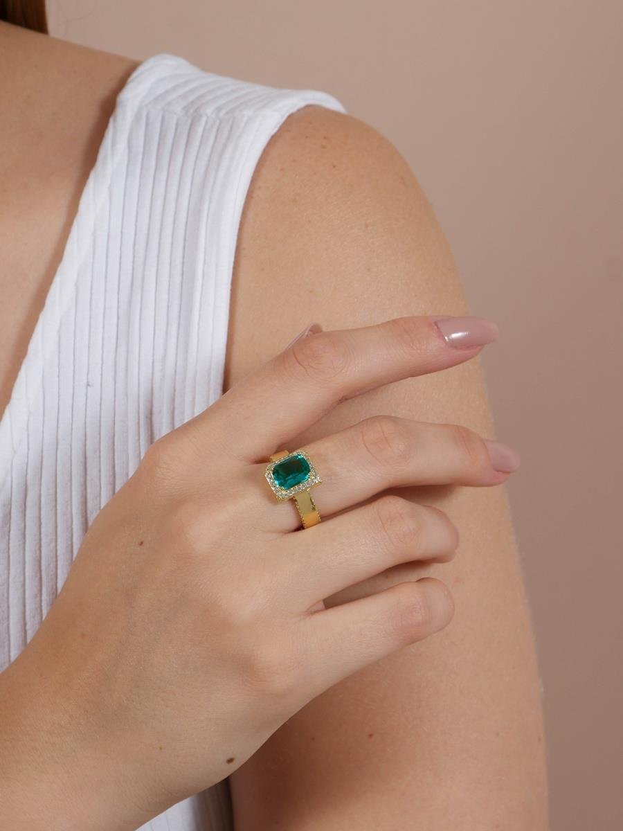 Anel Solitário Verde Turmalina