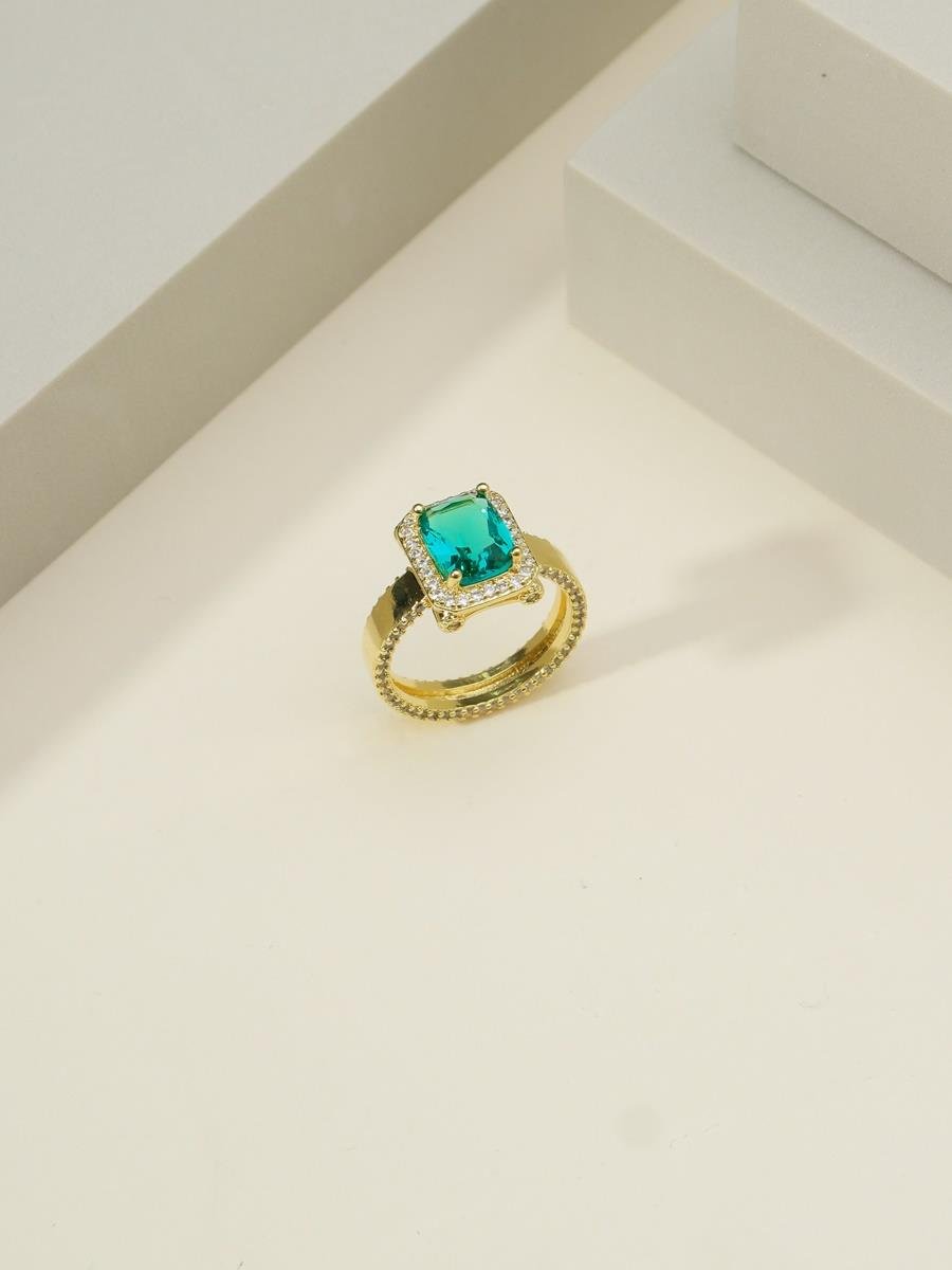 Anel Solitário Verde Turmalina