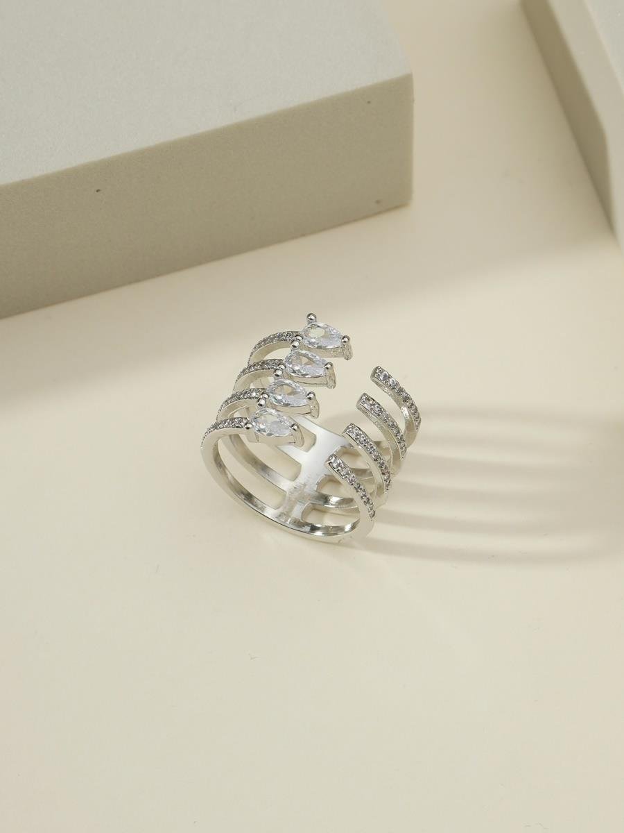 Anel Quatro Gotas | Banhado a Ródio Branco