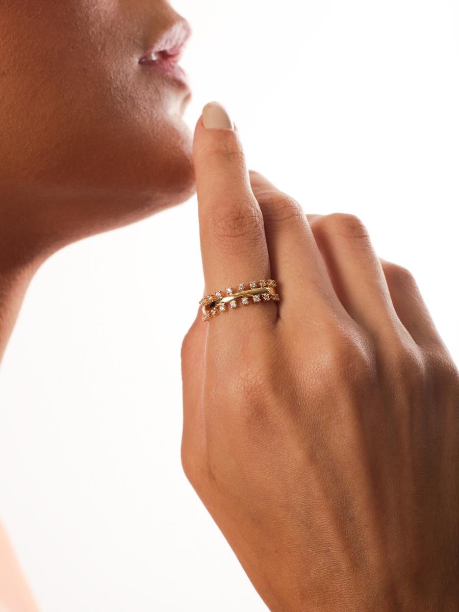 Anel Pontinhos Incolor | Banhado a Ouro