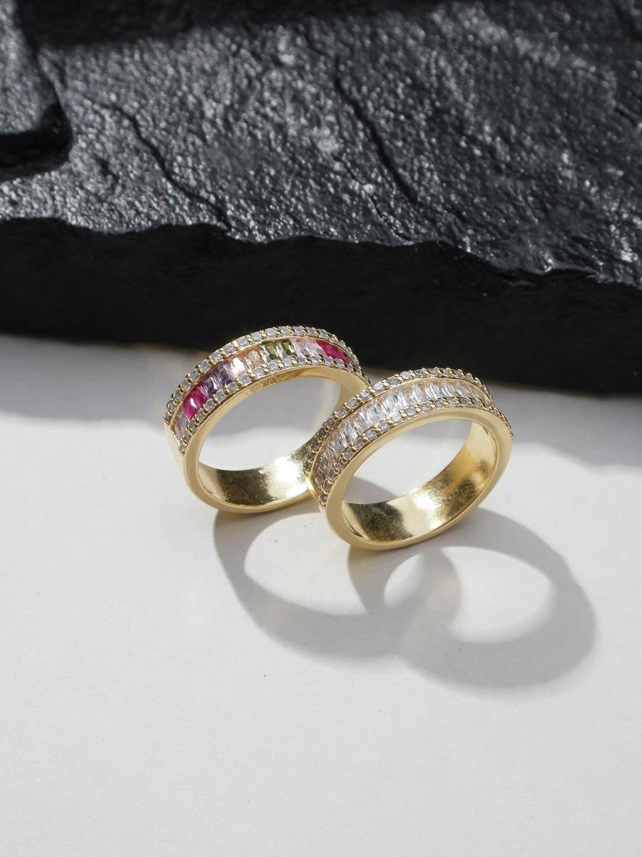 Anel Baguete Colorida | Banhado a Ouro