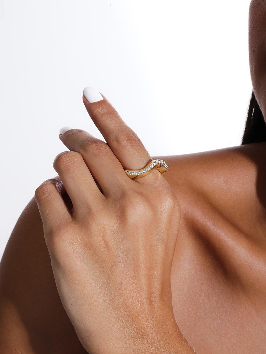 Anel Ondinha Incolor | Banhado a Ouro