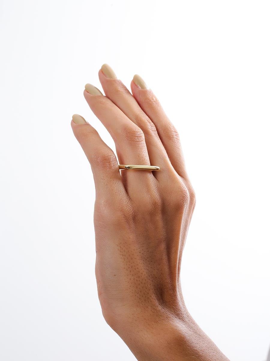 Anel Quadrado Liso | Banhado a Ouro