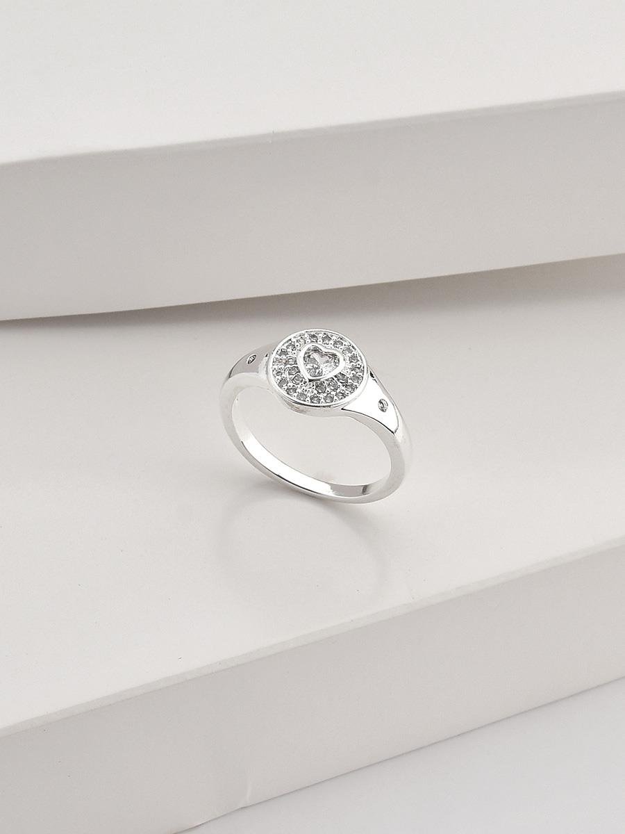 Anel Coração Cravejado com Zircônias | Banho de Prata