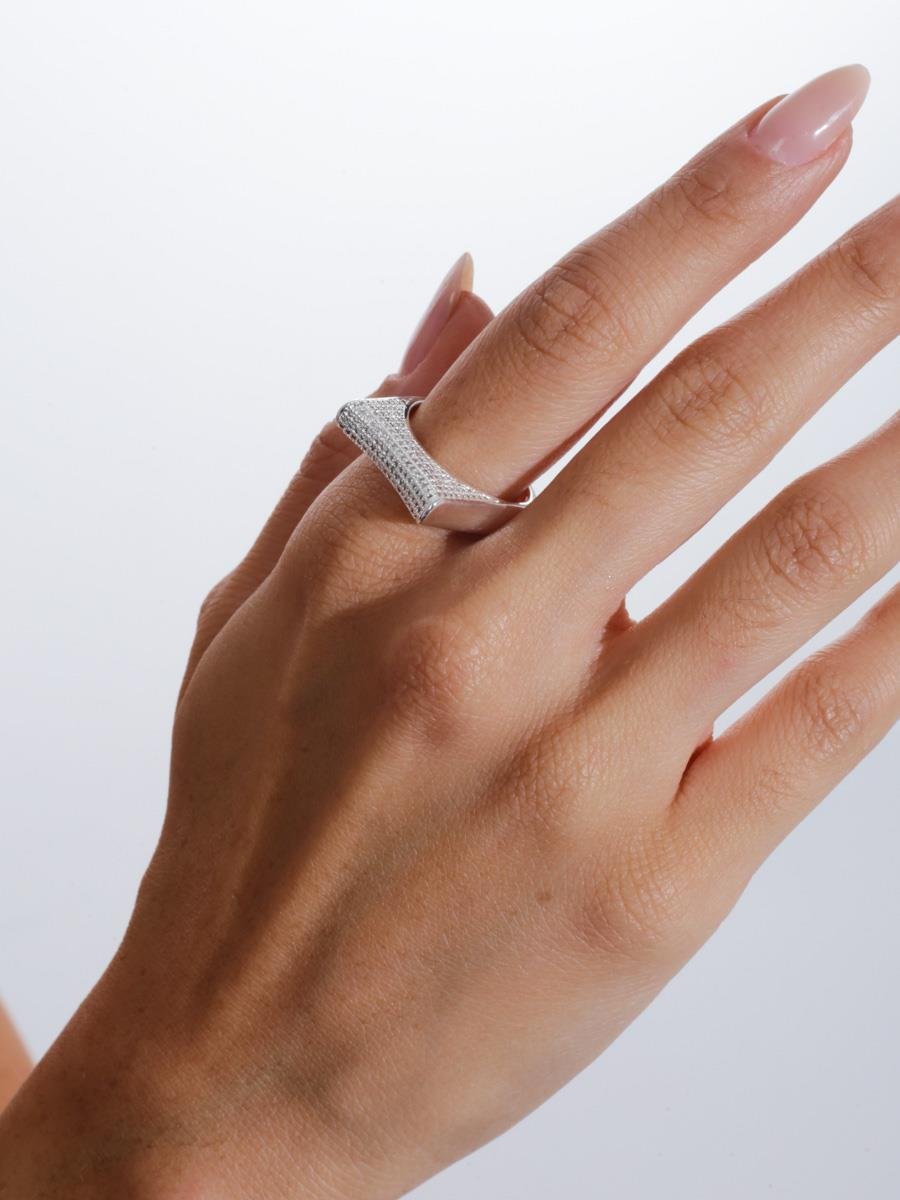 Anel Traço Cravejado | Banho de Prata