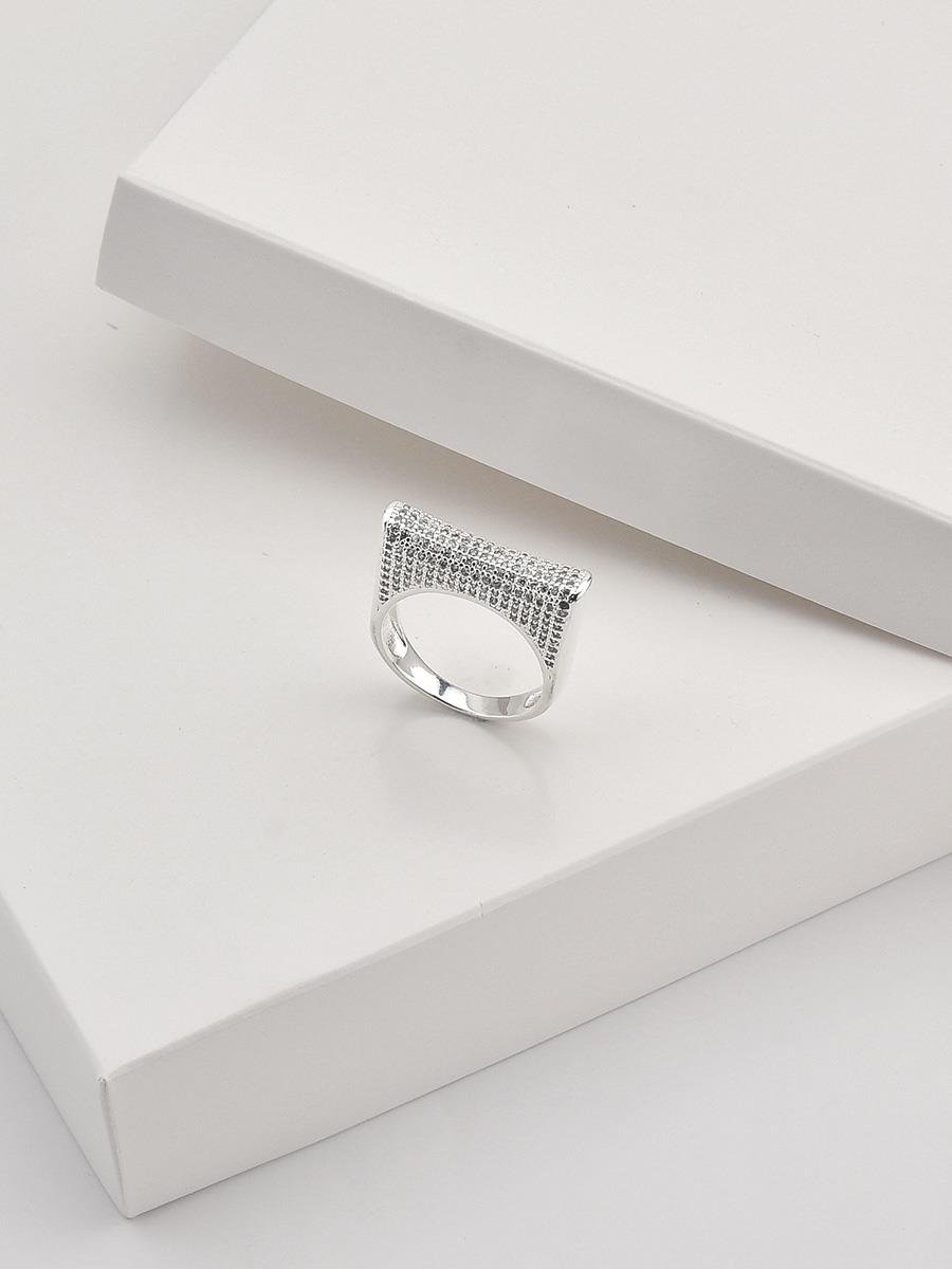Anel Traço Cravejado | Banho de Prata