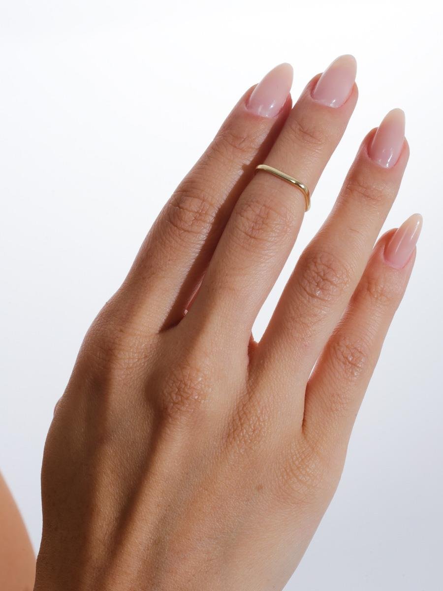 Anel Quadrado Liso | Banhado a Ouro