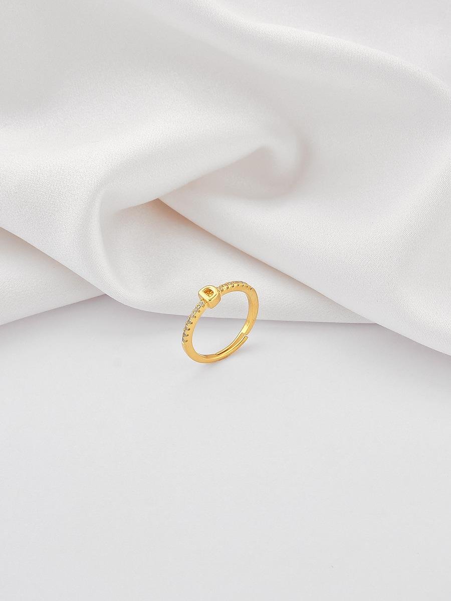 Anel Cravejado Com Letra D | Regulável | Banhado a Ouro