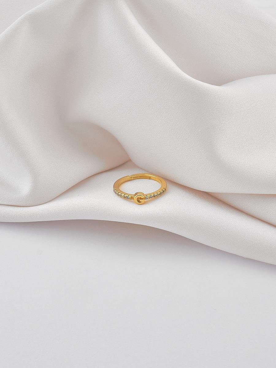 Anel Cravejado com Letra | G | Regulável