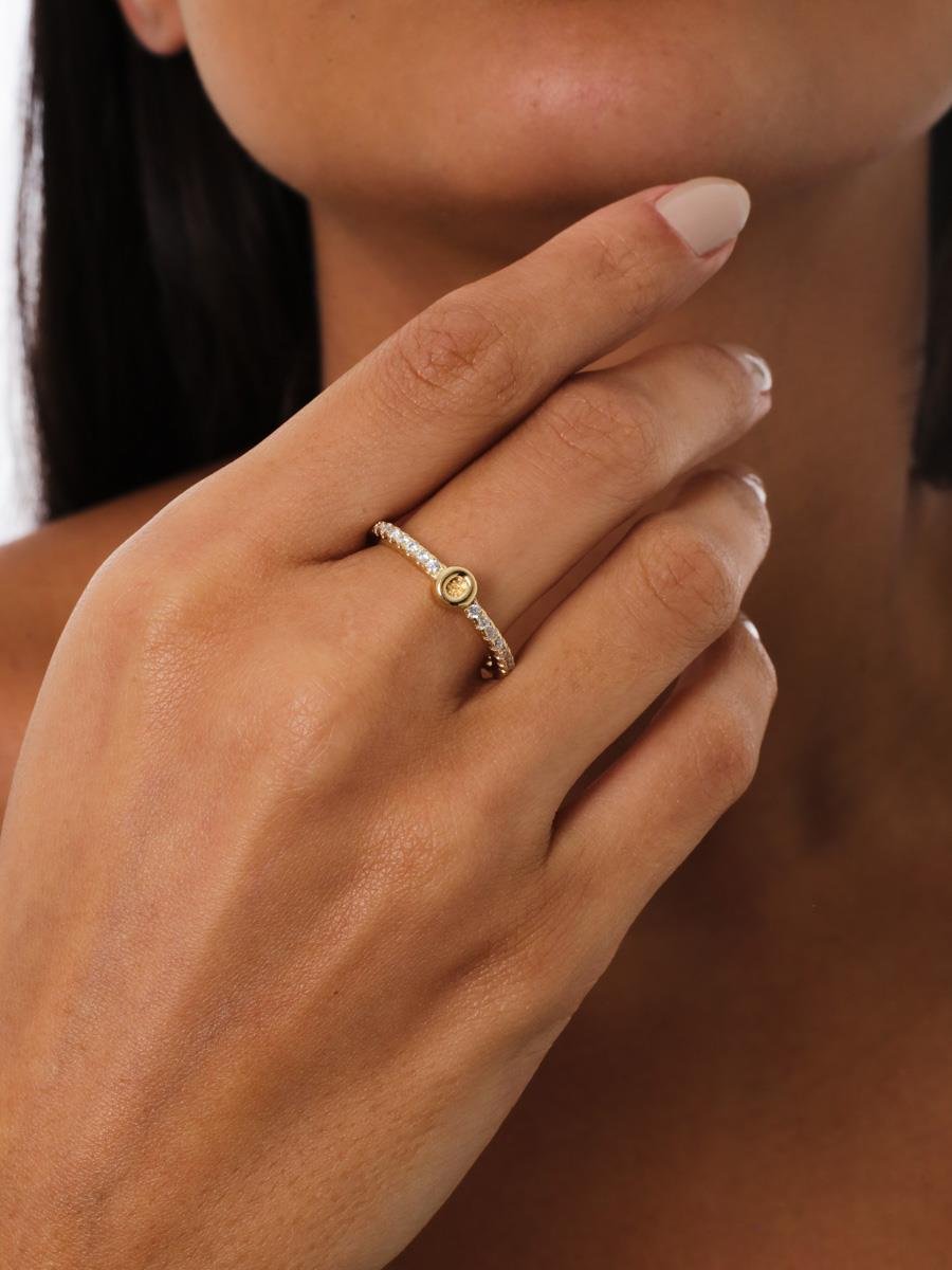 Anel Cravejado com Letra | O | Regulável