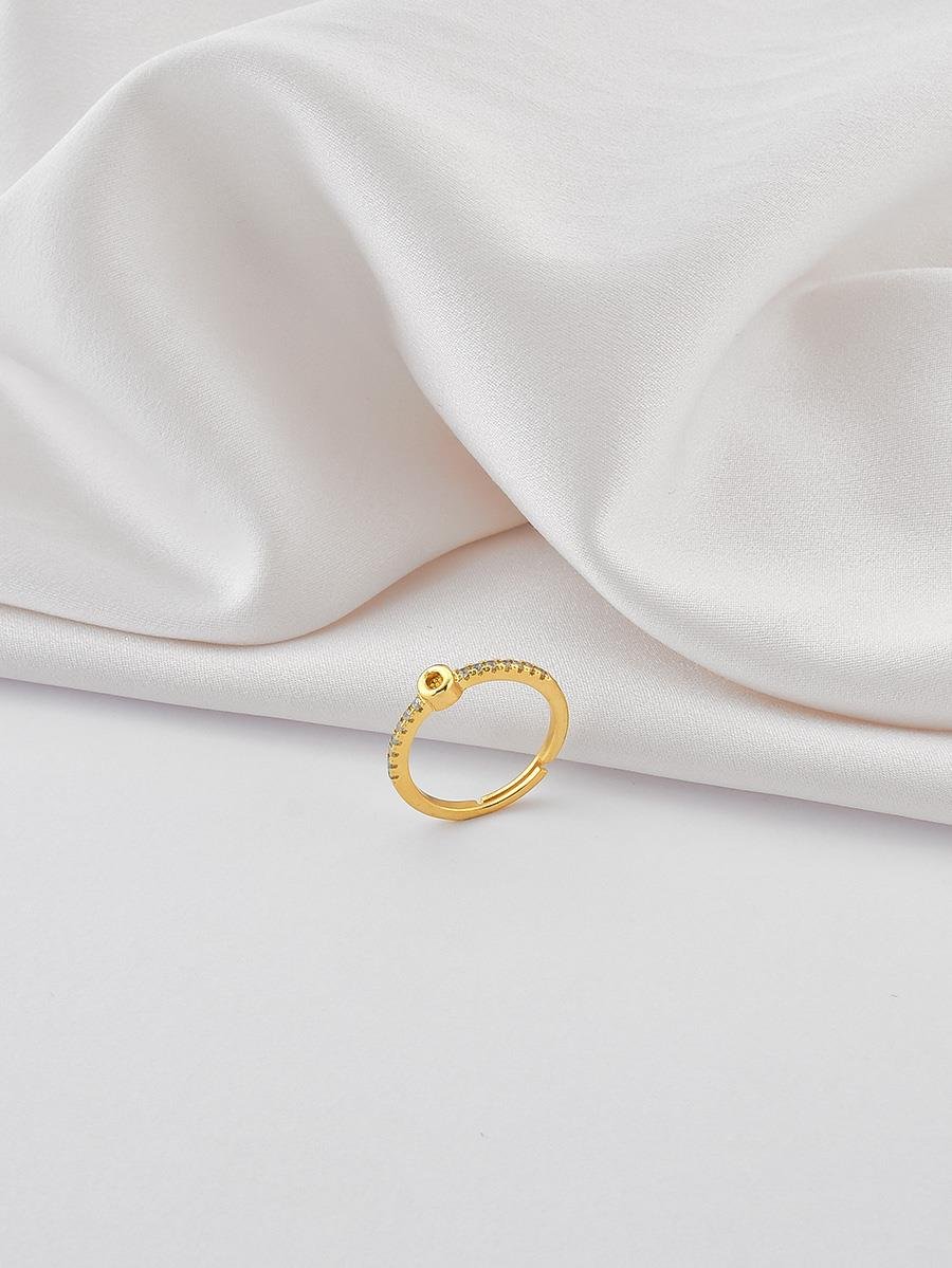 Anel Cravejado com Letra | O | Regulável