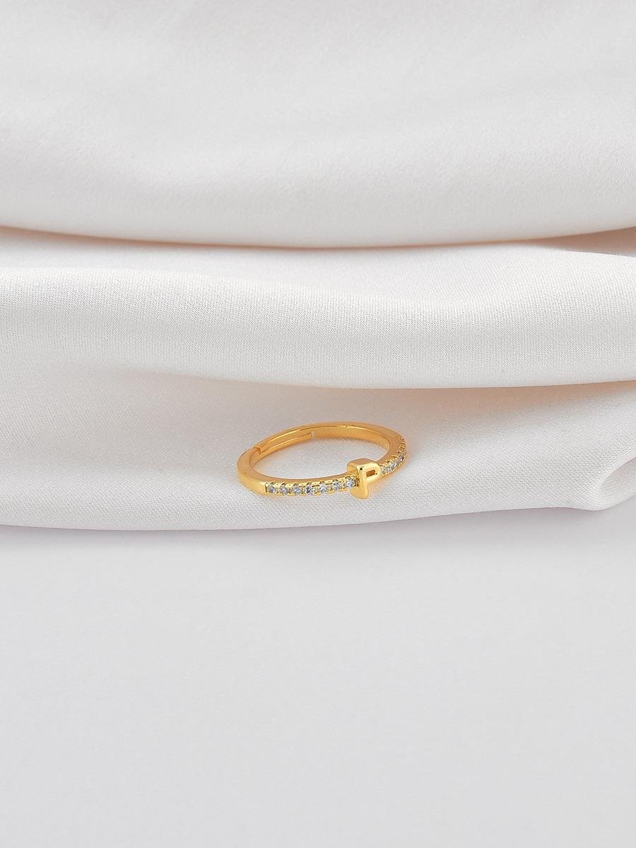 Anel Cravejado com Letra | P | Regulável