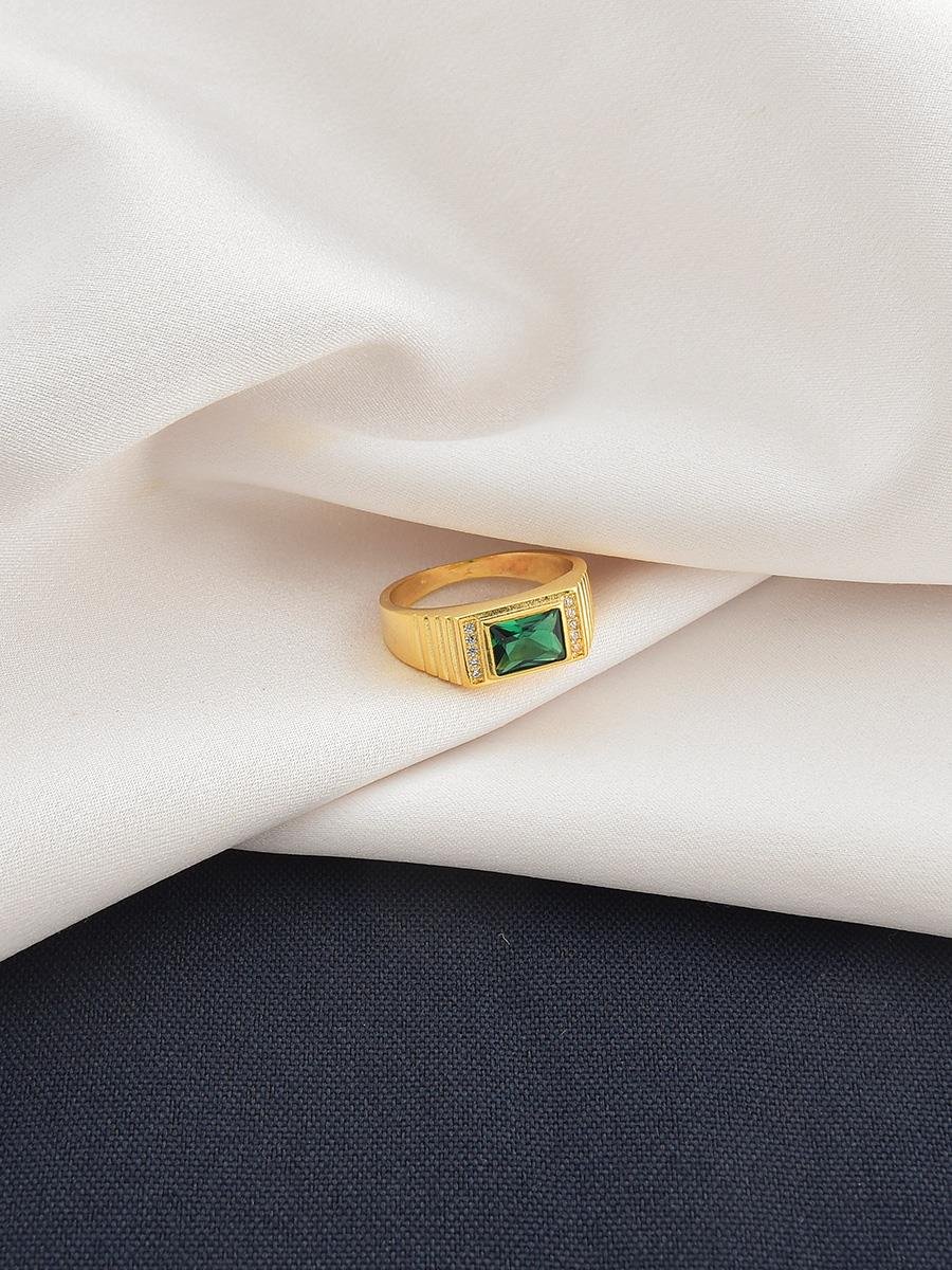 Anel Masculino com Zircônia Esmeralda