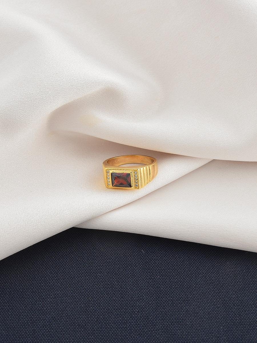 Anel Masculino com Zircônia Rubi