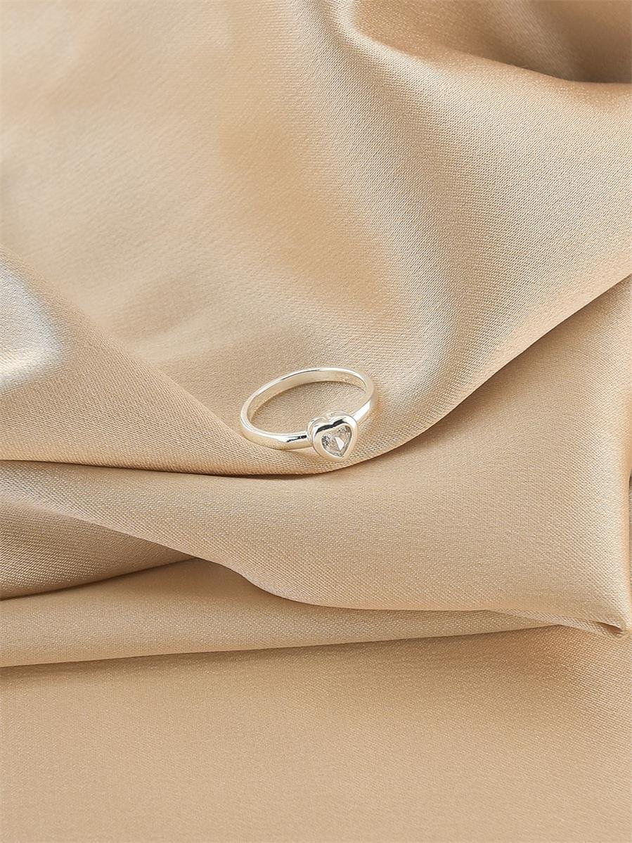 Anel Coração Incolor | Infantil | Banho de Prata