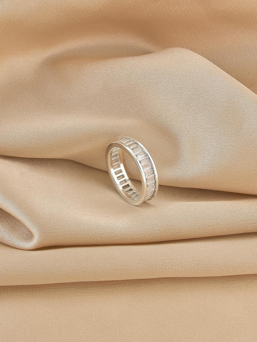 Anel Zircônias Incolor | Banho de Prata