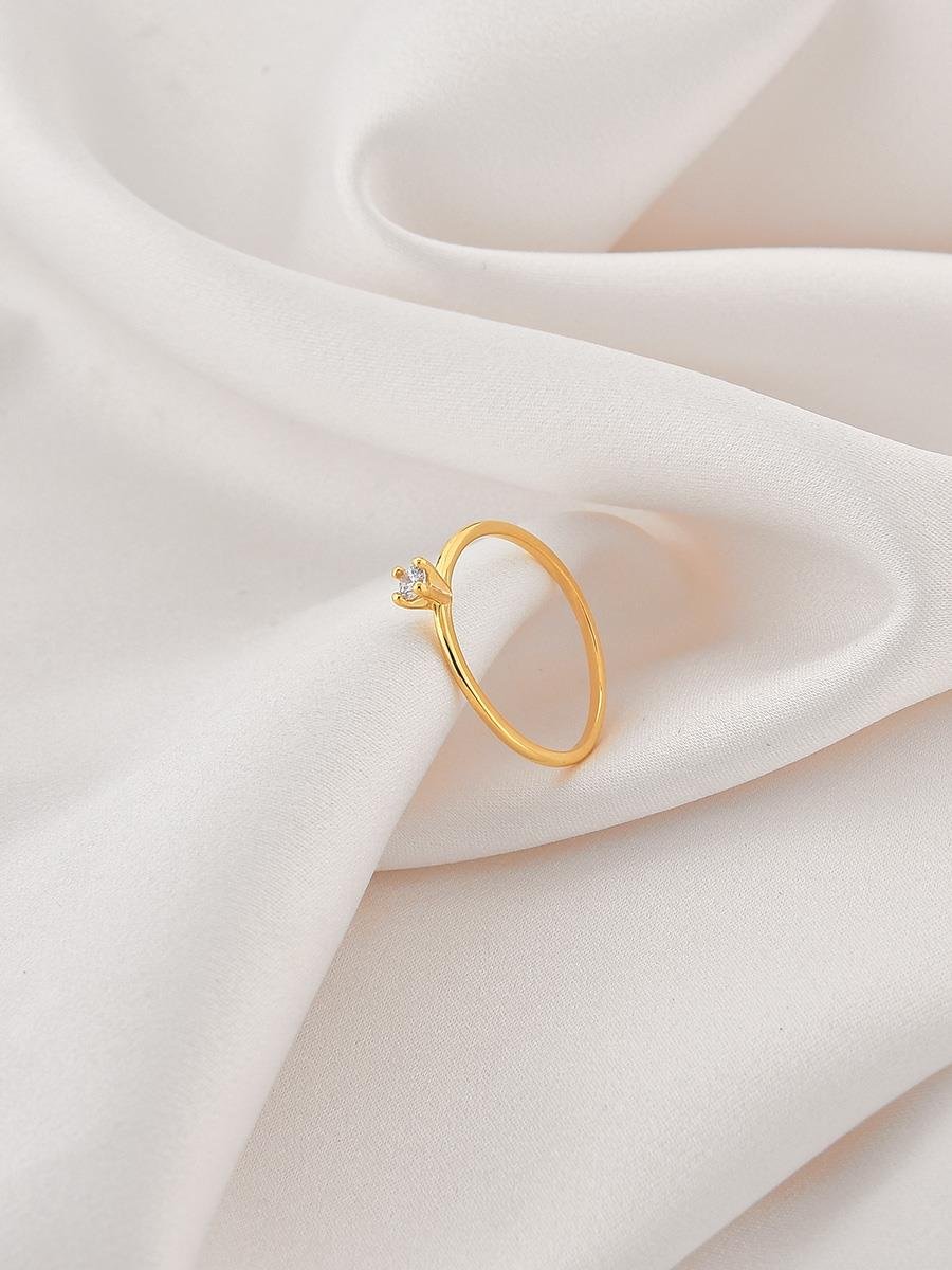 Anel Solitário Zircônia Incolor | Banhado a Ouro