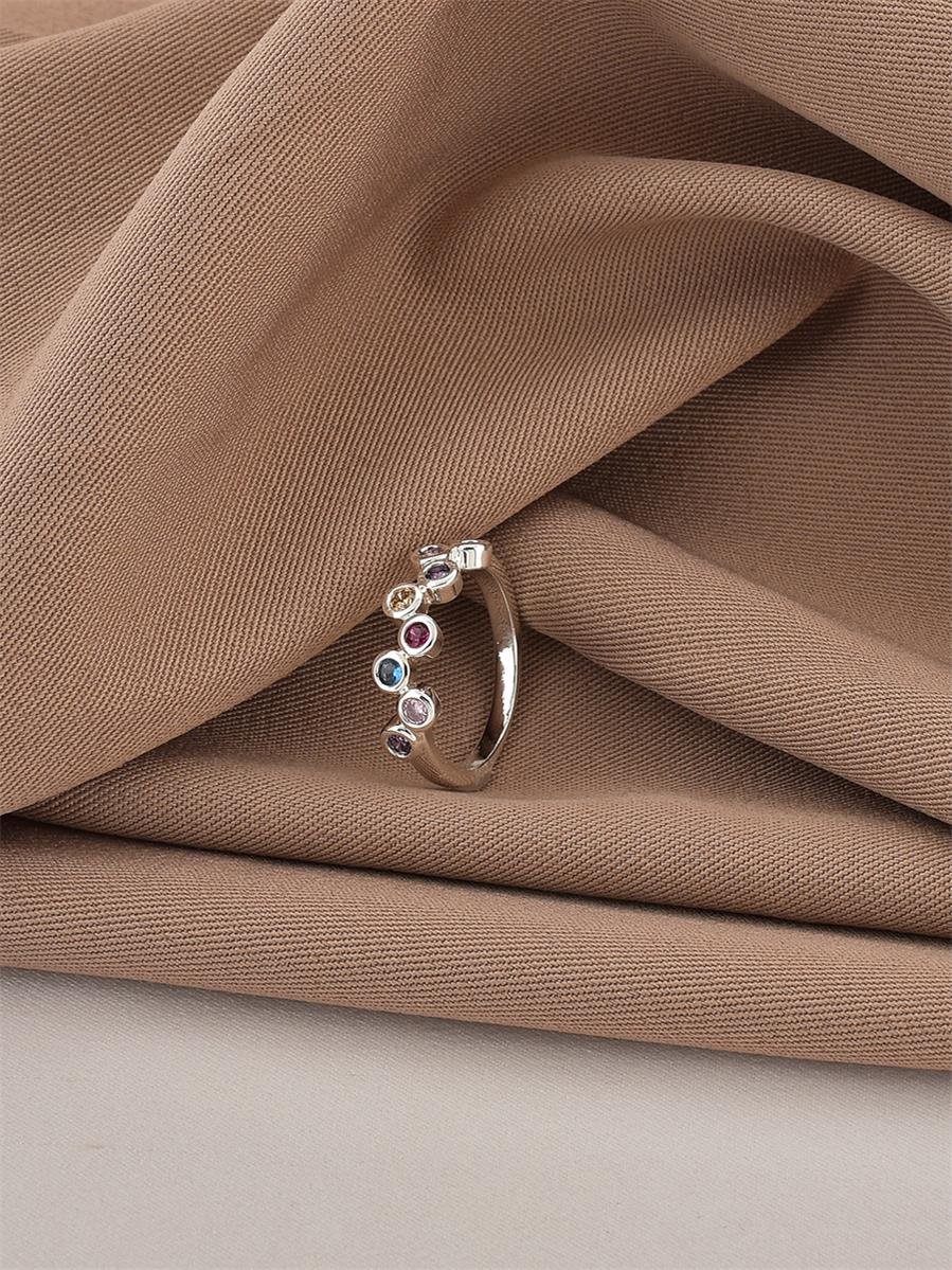 Anel Zircônias Coloridas | Banho de Prata