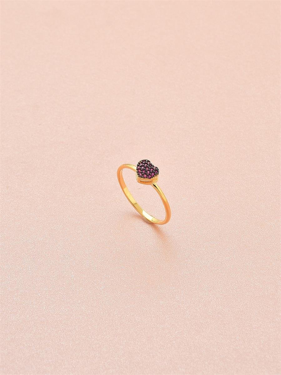 Anel Chuveiro Coração Rubi