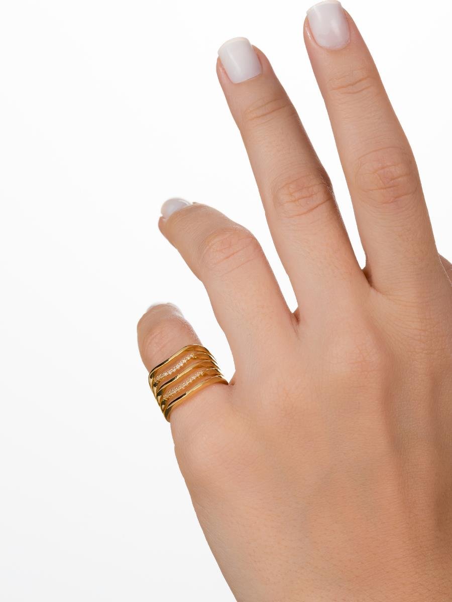 Anel Ondulado Fios Lisos e Incolores